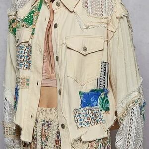 POL Pieced/Mixed Prints & Fabrics Shacket/Top, NWOT, S, So UNIQUE!!